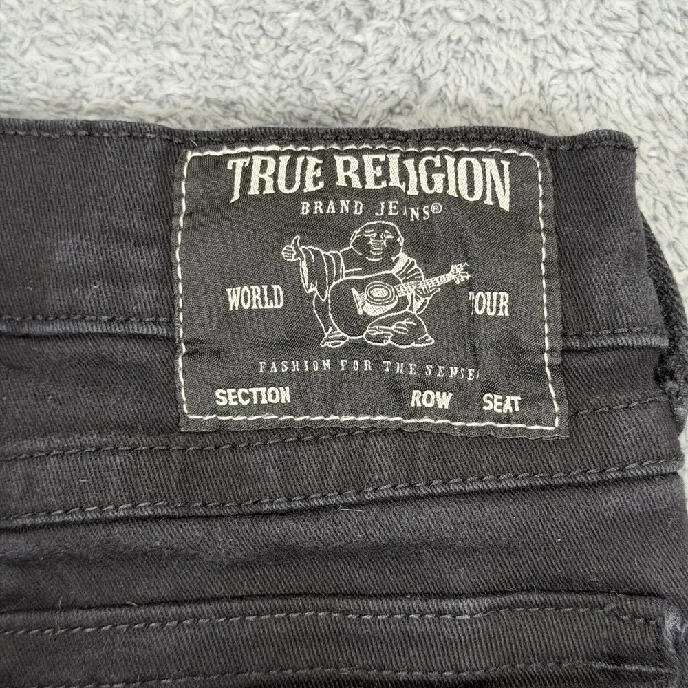 True Religion Rocco Jeans Mens 30x30 Relaxed Skinny Fit Black Denim Flap Pockets